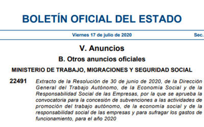 Subvenciones a las actividades de promoción del trabajo autónomo, de la economía social y de la responsabilidad social de las empresas
